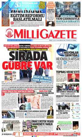 Milli Gazete Gazetesi 14 Şubat 2021 kapağı