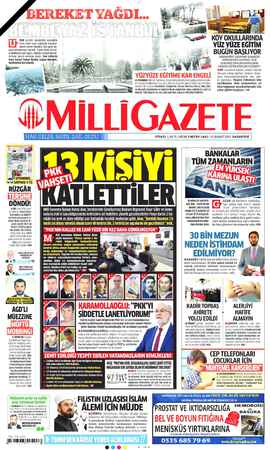 Milli Gazete Gazetesi 15 Şubat 2021 kapağı
