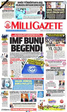 Milli Gazete Gazetesi 19 Şubat 2021 kapağı