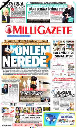 Milli Gazete Gazetesi 20 Şubat 2021 kapağı