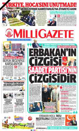 Milli Gazete Gazetesi 26 Şubat 2021 kapağı