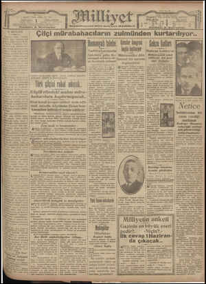 Milliyet Gazetesi 25 Mayıs 1929 kapağı