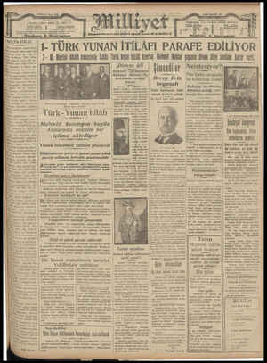 Milliyet Gazetesi 31 Mayıs 1929 kapağı