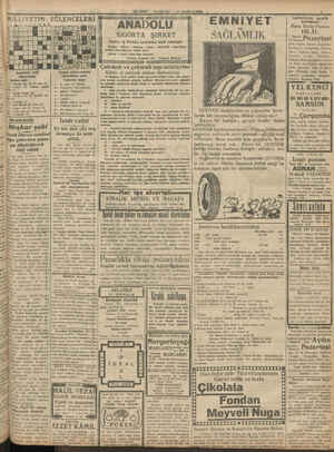    MİLLİYET o PAZARTESİ 24 HAZİRAN.1929 d Xİ Soldan sağa: e JİM Okunan şey (5) Bir isim (3) 5 |i— Hediye (5) Üflenen musiki ls