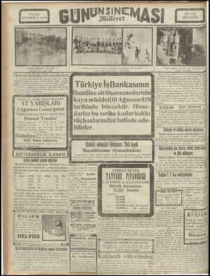  PAZAR 28 TEMMUZ 1929 Ankarada tahtakalede vukua gelen gından sonra açıları cadde Havran b(.ledıyerıyasetınden 1— 14 Temmuz