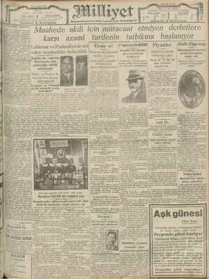 Milliyet Gazetesi 13 Ağustos 1929 kapağı