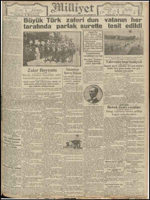 Milliyet Gazetesi 31 Ağustos 1929 kapağı