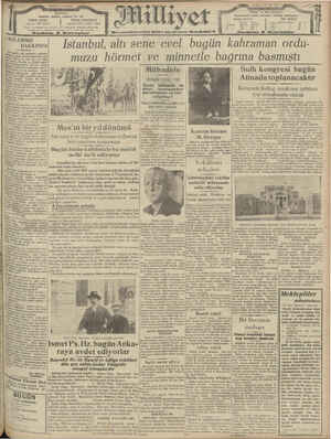 Milliyet Gazetesi 6 Ekim 1929 kapağı