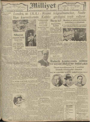 Milliyet Gazetesi 11 Ekim 1929 kapağı