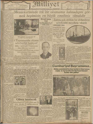 Milliyet Gazetesi 28 Ekim 1929 kapağı