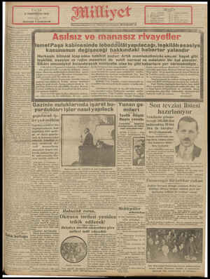 Milliyet Gazetesi 3 Kasım 1929 kapağı