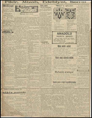  Mizalı, Edebiyat, tlliyet N Asrın umdesi “Milliyet” tir 19 HAZİRAN 1930 | İDAREHANE — Ankara caddesi No: 100 Telgraf adresi: