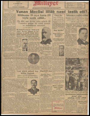  CUMA 27 HAZİRAN 1930 © İni ci sene, No 1571 NUSHASI 8 KURUŞTUR Hiükümetin yolu İsmet paşanın son yedi - se- kiz aylık hükümet