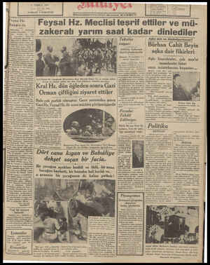  8 TEMMUZ 1931 6 ne sene, No, 1941 NUSHASI 5 KURUŞTUR (Telefonla nizden) Vi beridir. “ki © bak Hazretleri o Ankarada ürk...