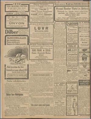  1932 YENi MUHTIRA DEFTERİ 16 çeşit üzerine intişar etmiştir. Bilumuru kırtasiye O mağazalarında Dep« Ankara Caddesi No. 109