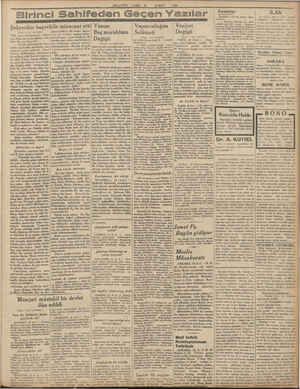    MİLLİYET CUMA 19 UBAT 1932 “Birinci Sahifeden Geçen Yazılar İRİ Şekerciler başvekile müracaat etti (Baş: 1 inci sahifede)