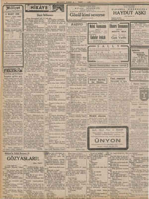    6 MART 1937 İdarehane: Ankara caddesi, 100 No. Telgraf adresi: İst, Milliyet Telefon Numaraları: Başmuharrir ve Müdür 24318