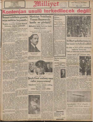   İktisat vekilinin gazete Hariciye Vekilimiz Yunan Başmurah- PERŞEMBE 17 MART 1932 7 nci sene, Ne. 219 NUSHASI 5 KURUŞTUR