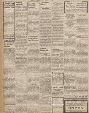    izni. Tüilliyef Asrın umdesi “MİLLİYET” tir 25 MAYIS 1932 İdarehane: Ankara cnddesi, 100 No. Telgraf adresi: İst. Milliyet