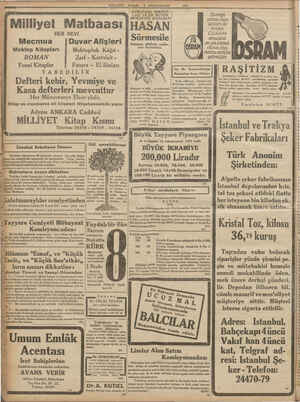    MİLLİYET PAZAR 8 KANUNUSANİ 1933 / AVRUPADA: BİRİNCİ- | | LİĞi VE EN BÜYÜK MÜKAFATI KAZANAN| olması Ziya . un Milliyet...