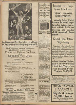    Kostüm modelleri Paristen getirtilmiş- tir. Ankara Palasta hergün görülebilir. 179 844. Numaralı kanunla müteşekkil...