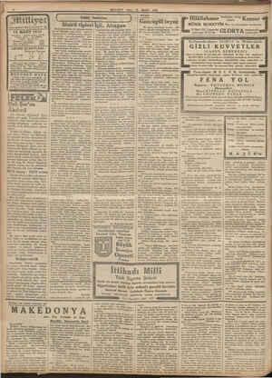    Asr umdesi “MİLLİYE T”tr. 14 MART 1933 Idarehiane : Ankara eaddesi, 100 Ne. Telgraf sdresi : İst. Milliyet Eh! Nihayet...