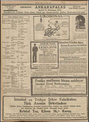  © Eyüp camiikebir Geylâni Fevkalâde odalar 3 Liradan itibaren ERENER ERA AE ANKARA'DA MİLLİYET SALI 14 MART -1933 ANKARAPALAS