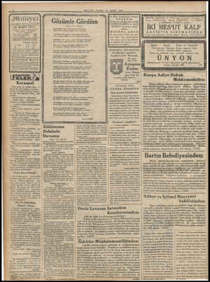  zn a MILLIYET PAZAR 26 MART 1933 AAA : : 29 Mart Çarşambadan itibaren MÖSYO, MADAM: ve bIHİ;) sisilânanncu kopyası vi G I GG