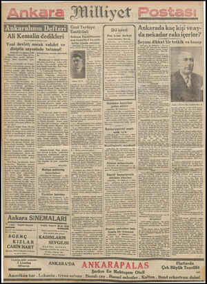  Ankaralının Defteri Ali Kemalin dedikleri Yeni devlet; ancak vahdet ve disiplin sayesinde tutunur! ANKARA 19 Ağustos 1920...