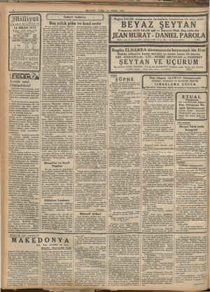    Milliyet 14 NİSAN 1933 Idarehame » Ankara caddesi, 100 Ne. Telgraf mdresi : İst Milliyet Telefon Ni ” Başmuharrir ve Müdür