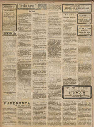    gililliyet 30 NİSAN 1933 Idarebane : Ankara caddesi, 100 No, ndrasi £ İst Milliyet Numaraları: BUGÜNKÜ HAVA Yeşilköy vasat