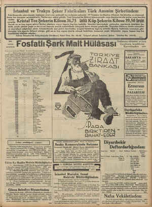  1933 7 İ MİLLİYET CUMA 1a AĞUSTOS İstanbul ve Trakya Seker Fabrikaları Tü rk Anonim Şirketinden: | Fabrikamızda çıkarılmağa