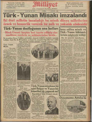  Türk - Yunan Misakı imzalandı I 