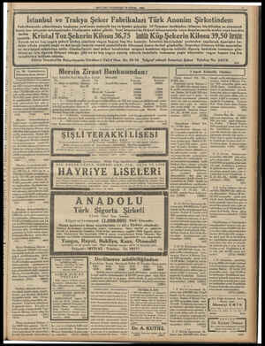  İstanbul ve Trakya Şeker Fabrikaları Tü MİLLİYET PAZARTESİ 18 EYLOL 1933 rk Anonim Şirketinden: Fabrikamızda çıkarılmağa...