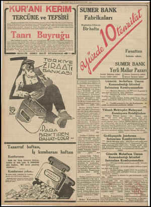  MİLLİYET SALI 12 KANUNUFVVEL 1933 SUMER BANK Fabrikaları “ TERCÜME ve TEFSİRİ Kıymetli eserlerile bütün İslâm #leminde...