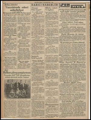  MILLİYET PAZAR İ 1933 HARICI HABERLER Balkan haberleri İ Yunanistanda askeri mükellefiyet Bir kanunla tahdit edildi. Harbiye