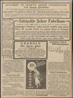  MİLLİYET PERŞEMBE 21 KANUNUFVVEL 1933 | İSTANBUL VE TRAKYA ŞEKE Türk Anonim Şirketinden: | Fabrika mızda çıkarılmağa başlanan