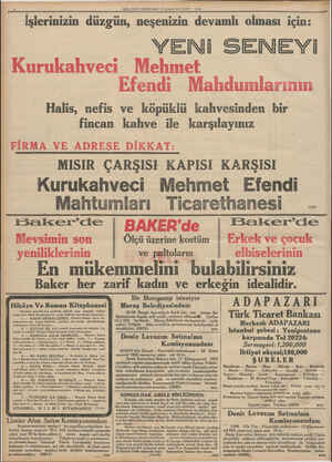    Kurukahveci MİLLİYET PERŞEMBE 21 KANUNUEVVF' 1933 | İşlerinizin düzgün, neşenizin devamlı olması için: YENİ Mehmet Efendi