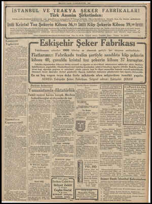  senedi mukabilinde ödenmek üzere derhal gönderilir. ibepodan itibaren büti MİLLİYET PAZAR 74 KANUNUEVVEL 193) VE TRAKYA ŞEKER