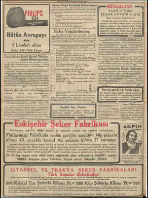  MİLLİYET PAZAR 28 KANUNUSANI 1934 Bütün Avrupayı alan 5 Lâmbalı ahize Fiat: 230 Türk Lirası (124754 Zonguldakta: Ereğli...