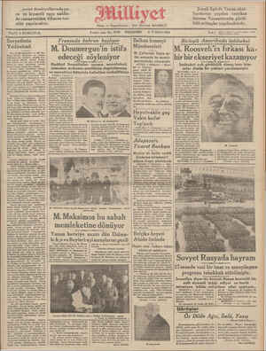 Milliyet Gazetesi 8 Kasım 1934 kapağı