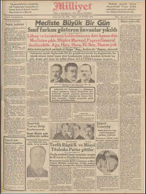 Milliyet Gazetesi 27 Kasım 1934 kapağı