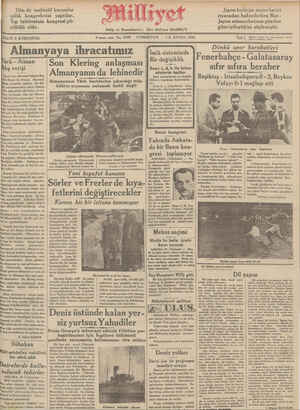 Milliyet Gazetesi 1 Aralık 1934 kapağı