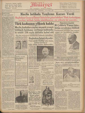 Milliyet Gazetesi 6 Aralık 1934 kapağı