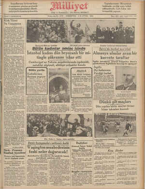 Milliyet Gazetesi 8 Aralık 1934 kapağı