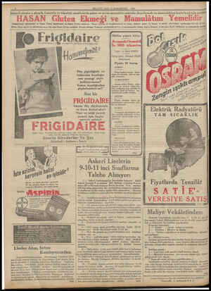  8 MİLLİYET SALI 1l KANUNEVVEL (1934 Şekerli olanlara ekmek, francala ve nişastalı maddelerle şeker ve şeker mamulâtı...