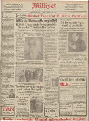 Milliyet Gazetesi 14 Aralık 1934 kapağı