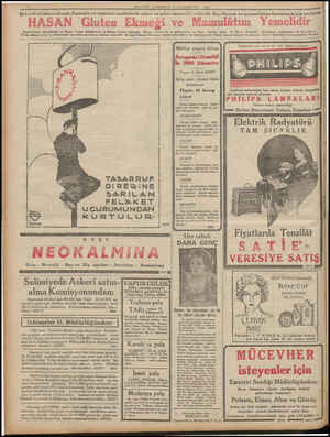  f MİLLİYET CUMARTISI 15 KANUNEVVEL 1934 Şekerli olanlara ekmek, francala ve nişastalı maddelerle şeker ve şeker mamulâtı...