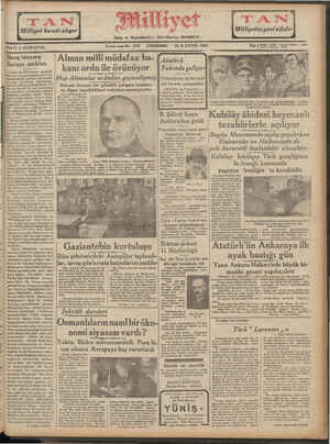 Milliyet Gazetesi 26 Aralık 1934 kapağı