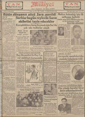 Milliyet Gazetesi January 13, 1935 kapağı